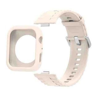 For Huawei Watch Fit 4 Silicone Watch Cover Integrated Wave Texture Silicone Watch Band(Ivory White)