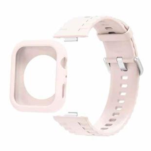 For Huawei Watch Fit 4 Silicone Watch Cover Integrated Wave Texture Silicone Watch Band(Light Pink)