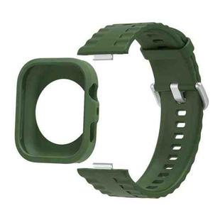 For Huawei Watch Fit 4 Pro Silicone Watch Cover Integrated Wave Texture Silicone Watch Band(Army Green)