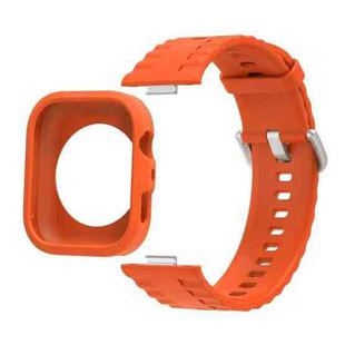 For Huawei Watch Fit 4 Pro Silicone Watch Cover Integrated Wave Texture Silicone Watch Band(Orange)