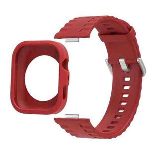 For Huawei Watch Fit 4 Pro Silicone Watch Cover Integrated Wave Texture Silicone Watch Band(Red)