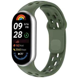 For  Xiaomi Smart Band 10 / 9 / 8 Honeycomb Hole Breathable TPU Watch Band(Dark Green)