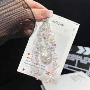White Large Bead Pendant Crystal Phone Chain