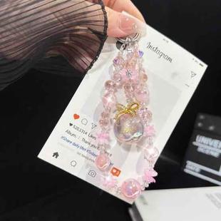 Pink Large Bead Pendant Crystal Phone Chain