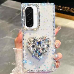 For Samsung Galaxy A26 5G Diamond Glitter Gemstone Heart Holder Phone Case(Transparent Stars)