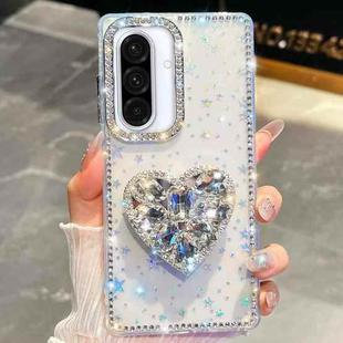 For Samsung Galaxy A36 5G Diamond Glitter Gemstone Heart Holder Phone Case(Transparent Stars)