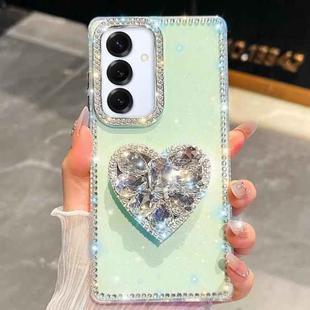 For Samsung Galaxy A16 5G Diamond Glitter Gemstone Heart Holder Phone Case(Light Green)