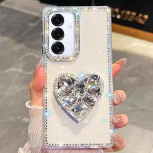 For Samsung Galaxy A16 5G Diamond Glitter Gemstone Heart Holder Phone Case(Transparent)