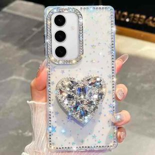 For Samsung Galaxy S24 FE 5G Diamond Glitter Gemstone Heart Holder Phone Case(Transparent Stars)