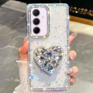 For Samsung Galaxy A35 5G Diamond Glitter Gemstone Heart Holder Phone Case(Transparent Stars)