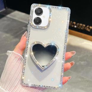 For Samsung Galaxy A07 5G Diamond Glitter Mirror Heart Holder Phone Case(Transparent)