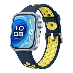 For Huawei Watch Fit4 Pro / Fit4 / Fit3 Round Holes Two Color Silicone Watch Band(Ceylon Yellow)