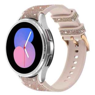 For Samsung Galaxy Watch 7 40 / 44mm Glitter Silicone Hybrid Leather Watch Band(Rose Gold)