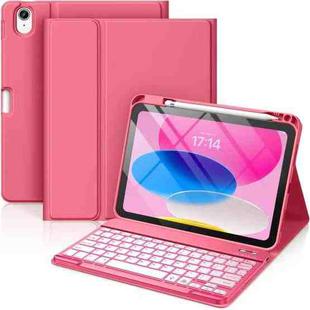 For iPad 2022 Bluetooth Keyboard Silicone Leather Tablet Case with Pen Slot(Begonia Red)