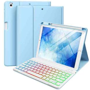 For iPad Air 11 2025 / 2024 Bluetooth Keyboard Silicone Leather Tablet Case with Pen Slot(Sky Blue)