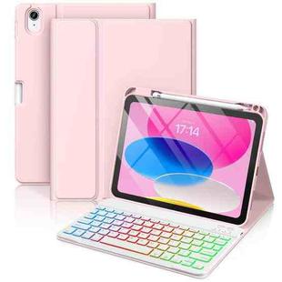 For iPad Air 11 2025 / 2024 Bluetooth Keyboard Silicone Leather Tablet Case with Pen Slot(Cherry Pink)