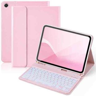 For Samsung Galaxy Tab A9+ Backlit Magnetic Keyboard PC Leather Tablet Case(Cherry Blossom Pink)