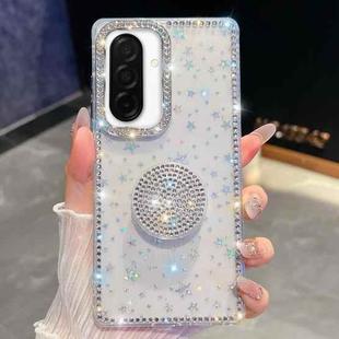 For Samsung Galaxy A26 5G Diamond Glitter Diamond Round Holder Phone Case(Transparent Stars)