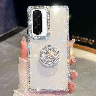 For Samsung Galaxy A26 5G Diamond Glitter Diamond Round Holder Phone Case(Transparent)