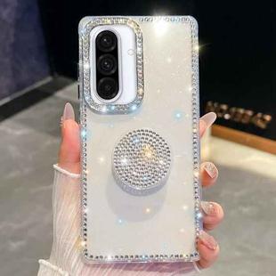 For Samsung Galaxy A36 5G Diamond Glitter Diamond Round Holder Phone Case(Transparent)