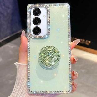 For Samsung Galaxy S25+ 5G Diamond Glitter Diamond Round Holder Phone Case(Light Green)