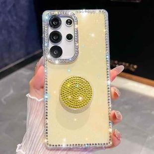 For Samsung Galaxy S25 Ultra 5G Diamond Glitter Diamond Round Holder Phone Case(Light Yellow)