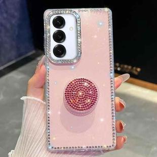 For Samsung Galaxy A16 5G Diamond Glitter Diamond Round Holder Phone Case(Light Pink)