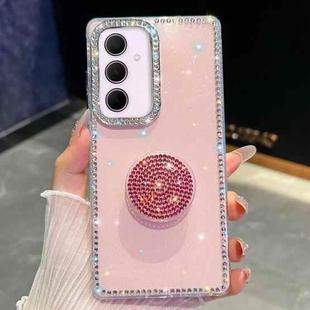 For Samsung Galaxy A35 5G Diamond Glitter Diamond Round Holder Phone Case(Light Pink)