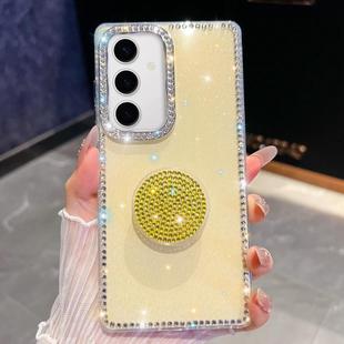 For Samsung Galaxy S24+ 5G Diamond Glitter Diamond Round Holder Phone Case(Light Yellow)