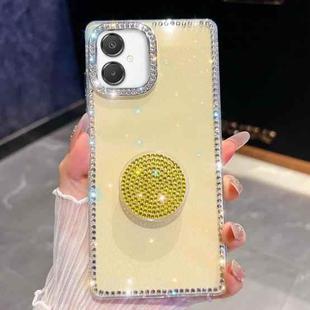 For Samsung Galaxy A07 5G Diamond Glitter Diamond Round Holder Phone Case(Light Yellow)