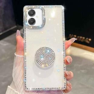 For Samsung Galaxy A07 5G Diamond Glitter Diamond Round Holder Phone Case(White)