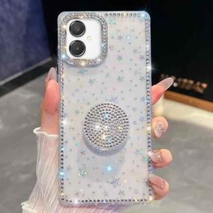For Samsung Galaxy A07 5G Diamond Glitter Diamond Round Holder Phone Case(Transparent Stars)