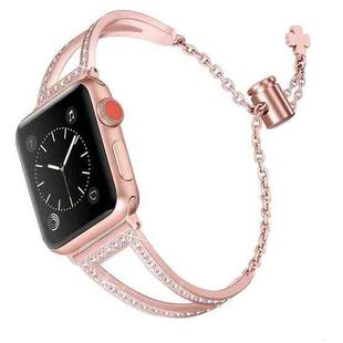For Apple Watch 46mm / 49mm / 45mm / 44mm V-Shaped Diamond Zinc Alloy Watch Band(Pink)