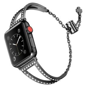 For Apple Watch 42mm / 41mm / 40mm / 38mm V-Shaped Diamond Zinc Alloy Watch Band(Black)