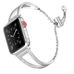 For Apple Watch 42mm / 41mm / 40mm / 38mm V-Shaped Diamond Zinc Alloy Watch Band(Silver)