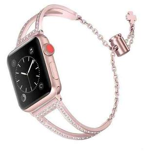 For Apple Watch 42mm / 41mm / 40mm / 38mm V-Shaped Diamond Zinc Alloy Watch Band(Rose Gold)