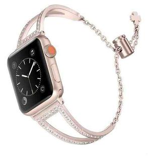 For Apple Watch 42mm / 41mm / 40mm / 38mm V-Shaped Diamond Zinc Alloy Watch Band(Champagne)