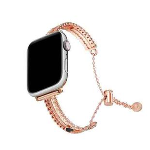 For Apple Watch 46mm / 49mm / 45mm / 44mm White Stone Love Bracelet Zinc Alloy Watch Band(Rose Gold)