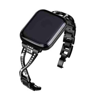 For Apple Watch 42mm / 41mm / 40mm / 38mm Crossed Diamond Zinc Alloy Watch Band(Black)