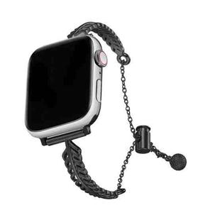 For Apple Watch 42mm / 41mm / 40mm / 38mm Metal Feather Copper Zinc Alloy Watch Band(Black)