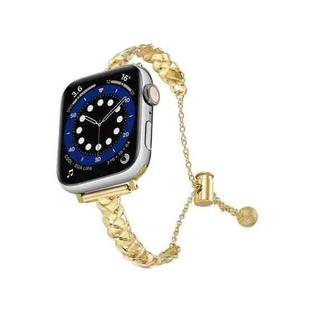For Apple Watch 42mm / 41mm / 40mm / 38mm Braid Metal Glossy Zinc Alloy Watch Band(Gold)