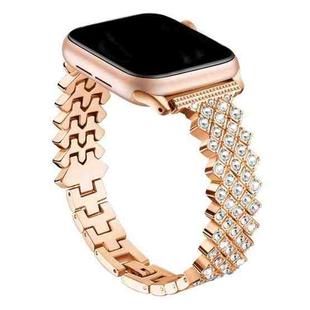 For Apple Watch 42mm / 41mm / 40mm / 38mm Rhombic Diamond Zinc Alloy Watch Band(Rose Gold)