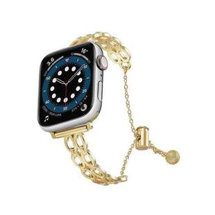 For Apple Watch 42mm / 41mm / 40mm / 38mm Double Ring Chain Zinc Alloy Watch Band(Gold)