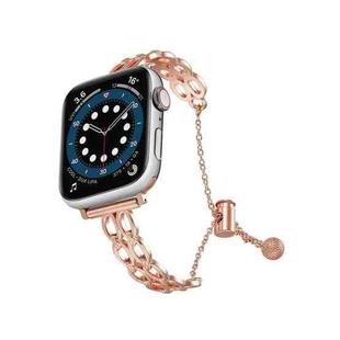 For Apple Watch 42mm / 41mm / 40mm / 38mm Double Ring Chain Zinc Alloy Watch Band(Rose Gold)