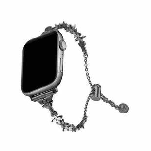 For Apple Watch 42mm / 41mm / 40mm / 38mm Four Leaf Clover Diamond Zinc Alloy Watch Band(Black)