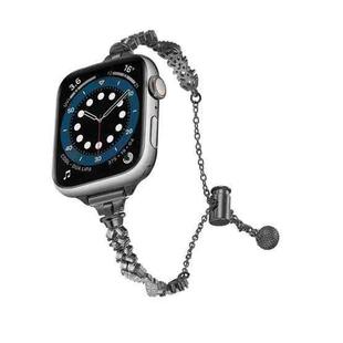 For Apple Watch 42mm / 41mm / 40mm / 38mm Wings Crushed Diamonds Zinc Alloy Watch Band(Black)