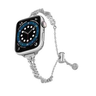 For Apple Watch 42mm / 41mm / 40mm / 38mm Wings Crushed Diamonds Zinc Alloy Watch Band(Silver)