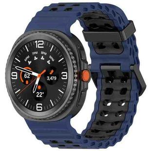 For Samsung Galaxy Watch8 / Watch8 Classic Marine Dual Buckle Two Color Silicone Watch Band(Blue Black)