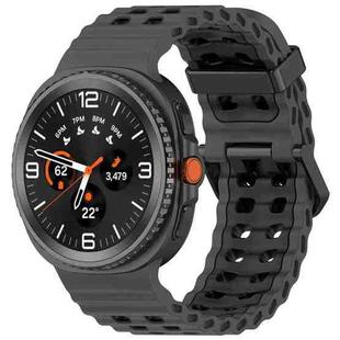 For Samsung Galaxy Watch8 / Watch8 Classic Marine Dual Buckle Two Color Silicone Watch Band(Coal Black)