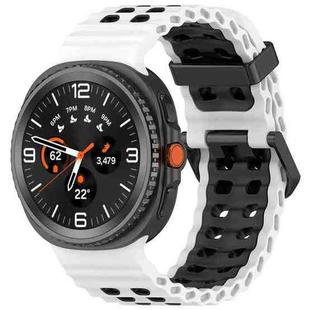 For Samsung Galaxy Watch8 / Watch8 Classic Marine Dual Buckle Two Color Silicone Watch Band(White Black)